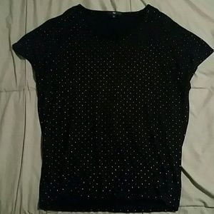 Black blouse with small gold beads