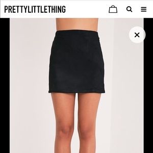 prettylittlething faux suede mini skirt
