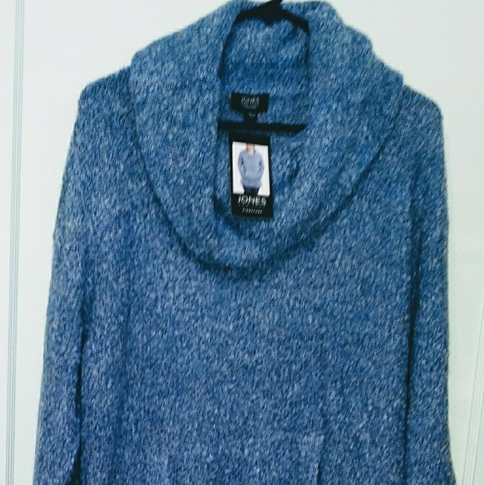 Jones New York Marled Blue Cowl Neck Sweater