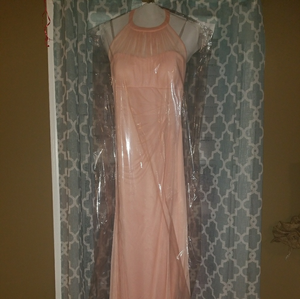 David's Bridal Peach Bellini bridesmaid dress