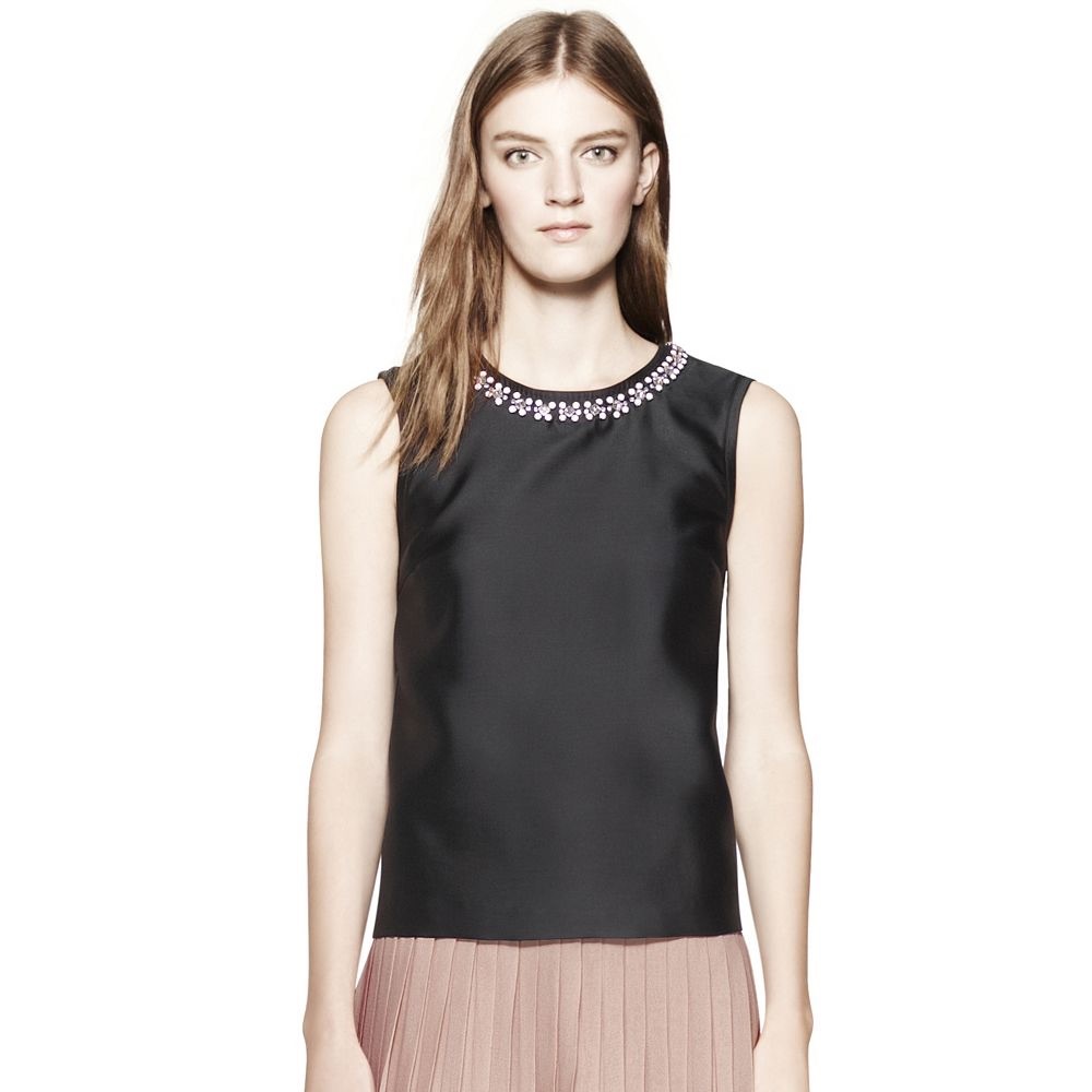 NWT Tory Burch Tasha Silk Sleeveless Beaded Blouse