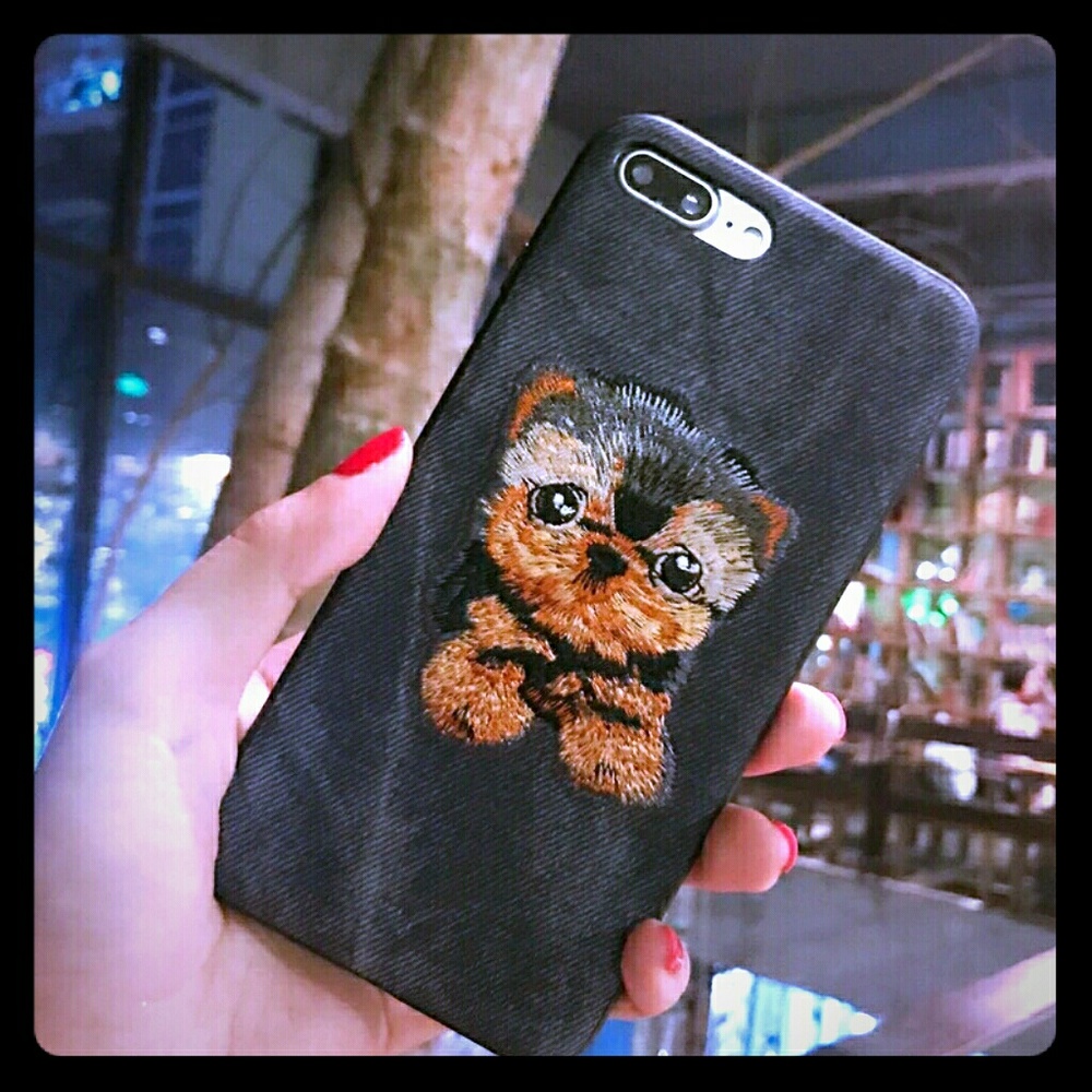 3D EMBROIDERY PUPPY IPHONE CASE