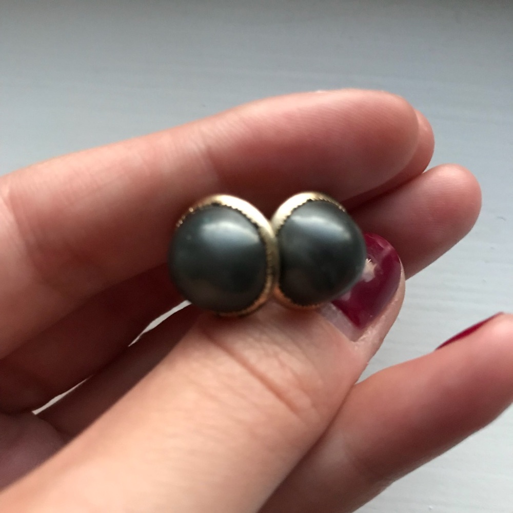 Vintage gold & blue gray Men’s cuff links - Picture 4 of 5