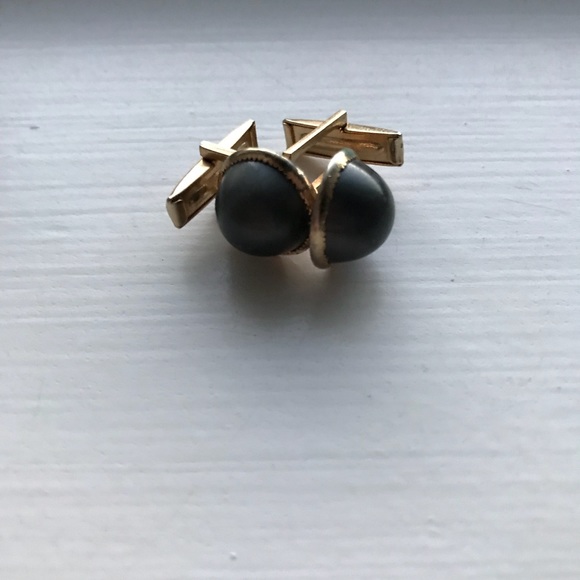 Vintage gold & blue gray Men’s cuff links - Picture 5 of 5