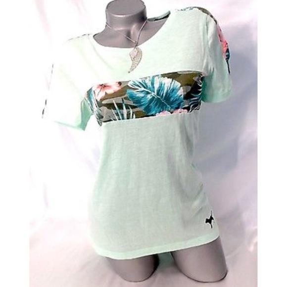 PINK VICTORIA SECRET TROPICAL SHIRT SIZE SMALL - Picture 1 of 3