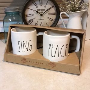Rae Dunn peace and sing mugs