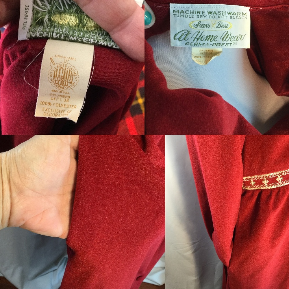 Vtg Sears at Home Velour Lounge Wear Robe ILGWU - Picture 7 of 8