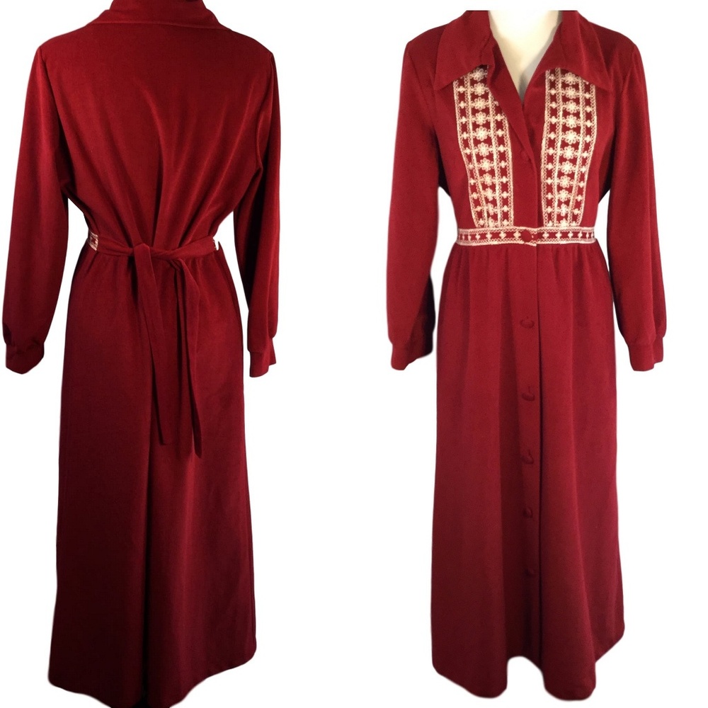 Vtg Sears at Home Velour Lounge Wear Robe ILGWU - Picture 8 of 8