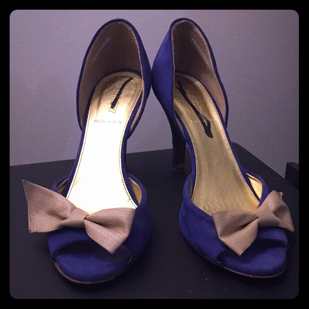 J.Crew Blue Suede Heels 7.5