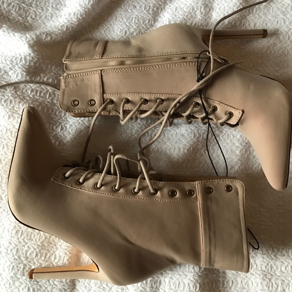 FOREVER 21 NUDE LACE BOOTIES/HEELS