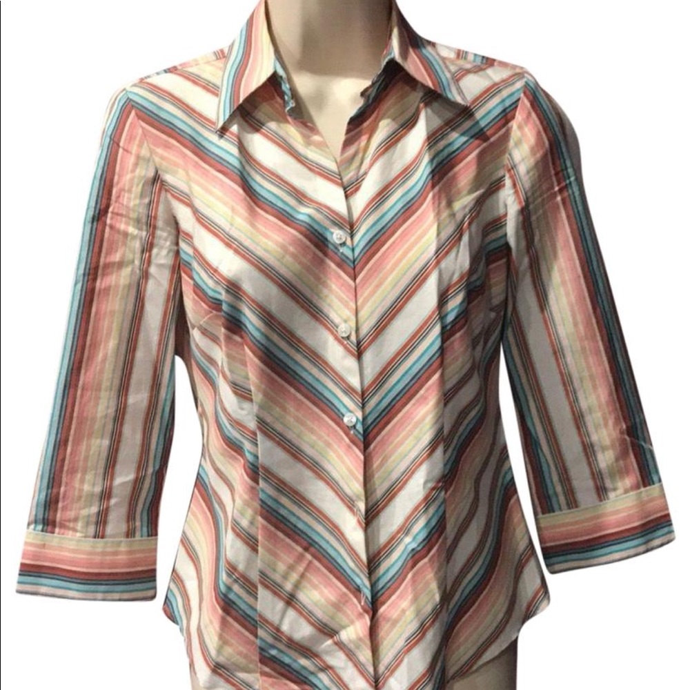 Ann Taylor Loft Chevron Striped Blouse - Petite Size!