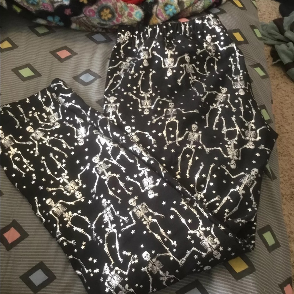 Skeleton leggings black and silver