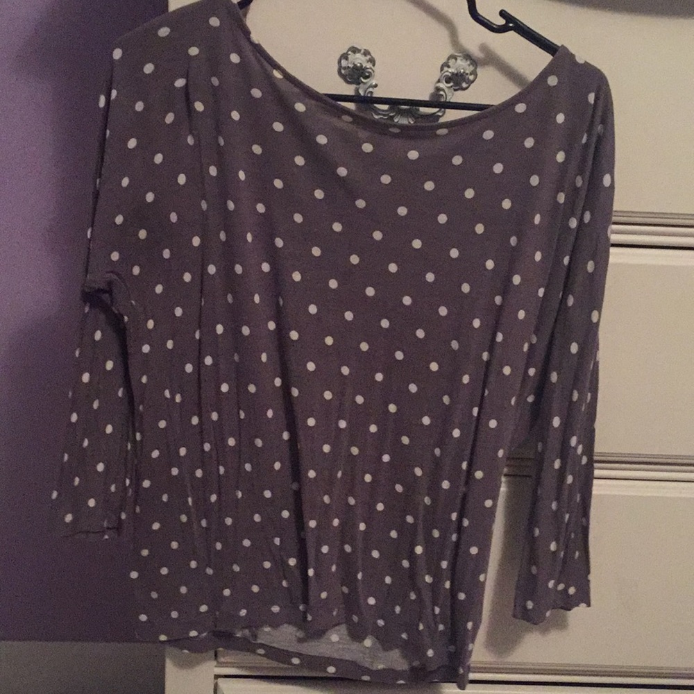 Grey and white polka dot shirt