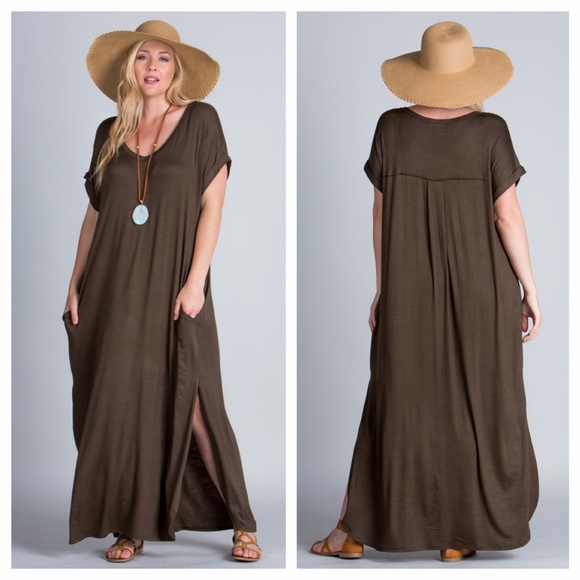 EVIEcarche Dresses & Skirts - Olive Maxi With Side Slits
