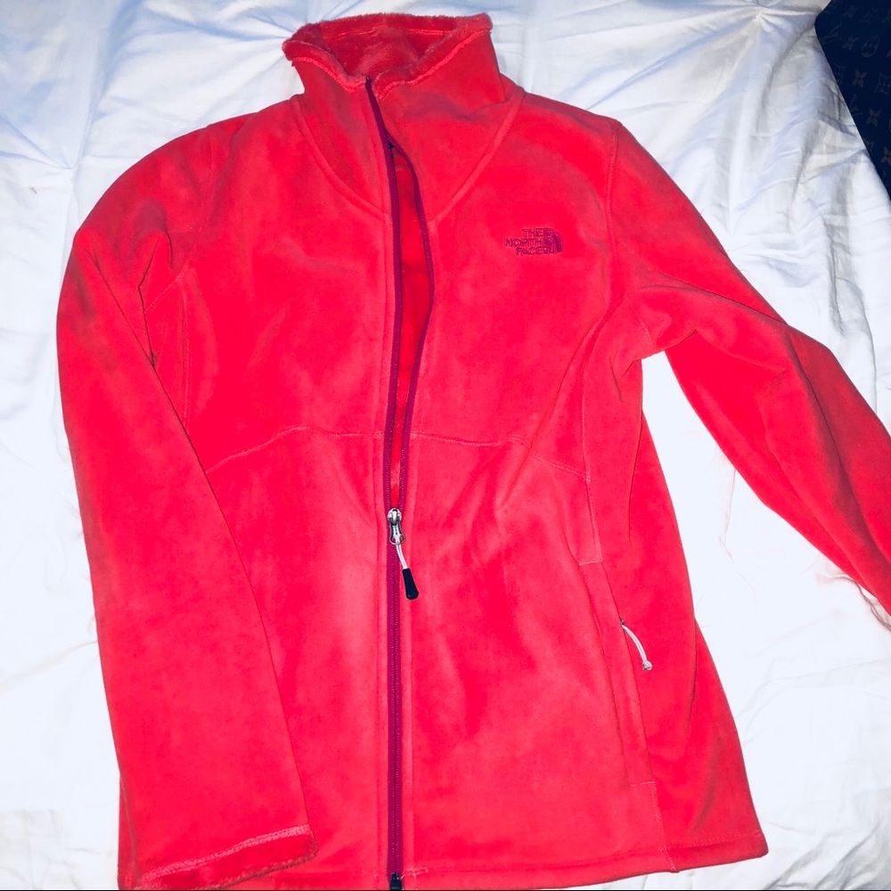 Coral pink north face zip up