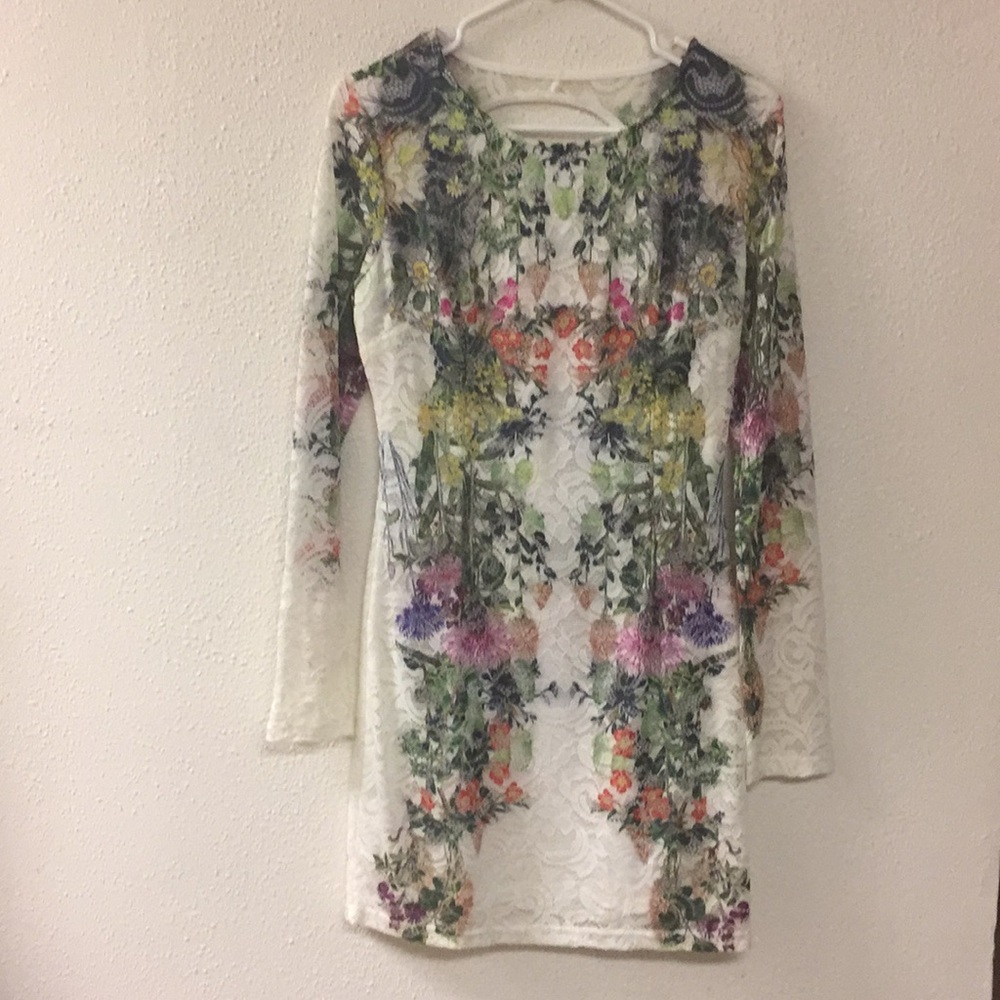 Forever 21 Green Floral Lace Bodycon Dress