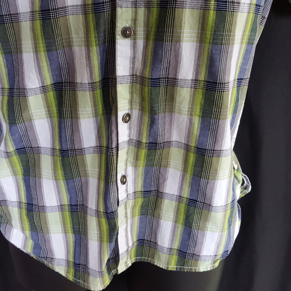 Dakota Grizzly Mens Madras Shirt Blue Green Plaid - Picture 3 of 8