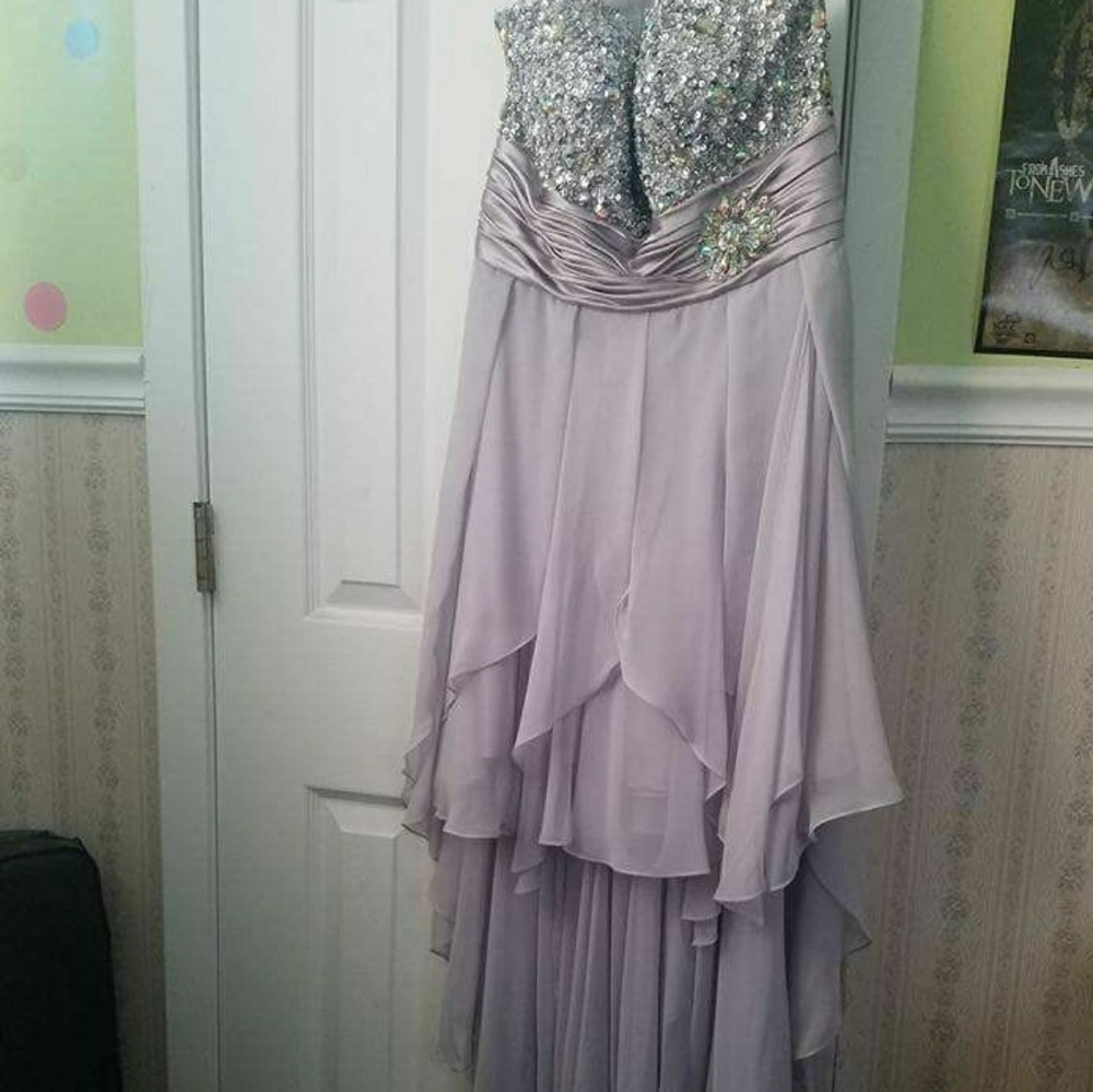 Silver Hi-Low Prom Dress