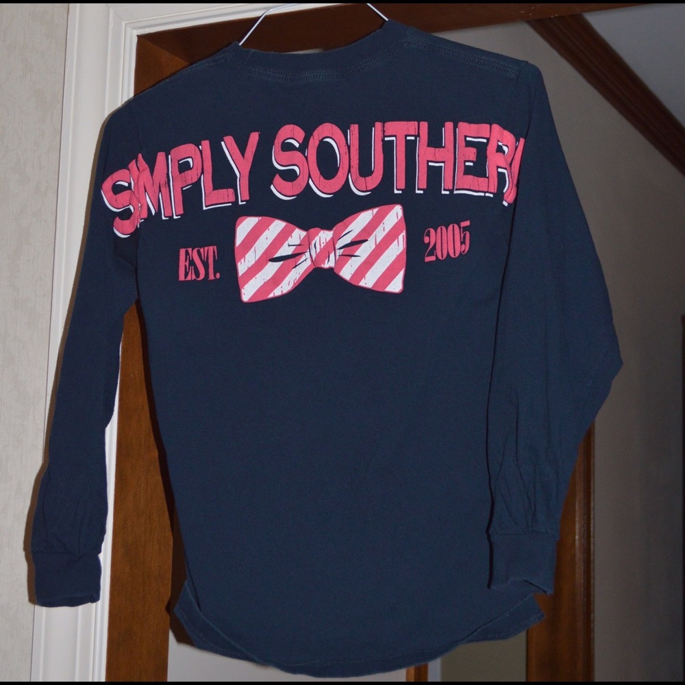 Navy Simply Southern Logo Pom Pom Jersey T-Shirt