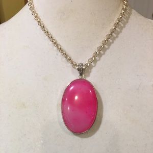 Pink Botswana agate and Sterling silver chain