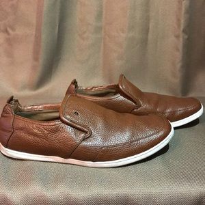 STEVE MADDEN FADERR BROWN LEATHER SLIP ONS (S)