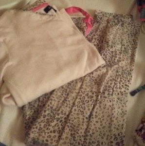 Light Pink leopard print pajama set