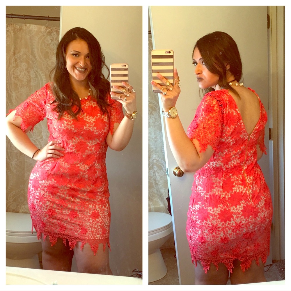 Soieblu Orange Crochet Dress