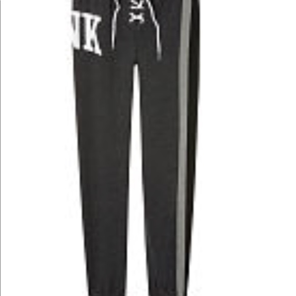 NIP VS PINK LACEUP CLASSIC PANT SZ M BLACK GREY - Picture 2 of 3