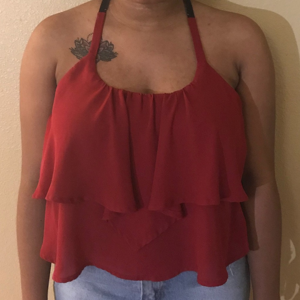 Burgundy Ruffled Top