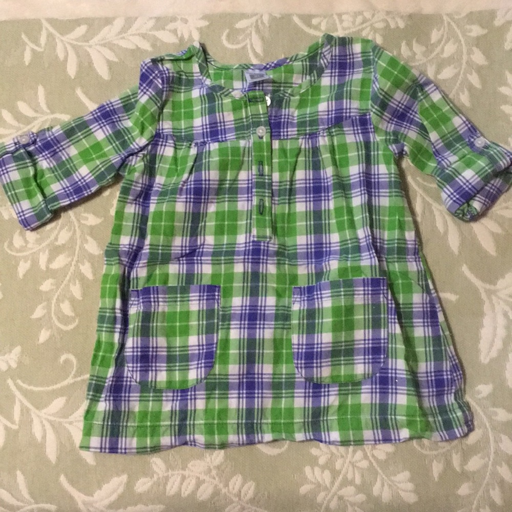 Green & blue plaid tunic