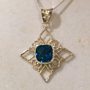 Blue topaz Sterling silver necklace