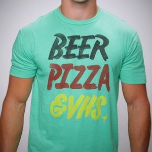 Vintage Beer Pizza & VHS tee