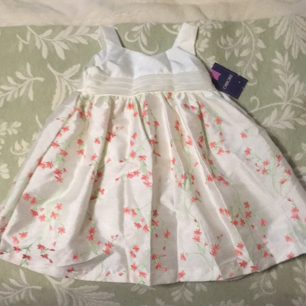 Cream dress with pink flowers