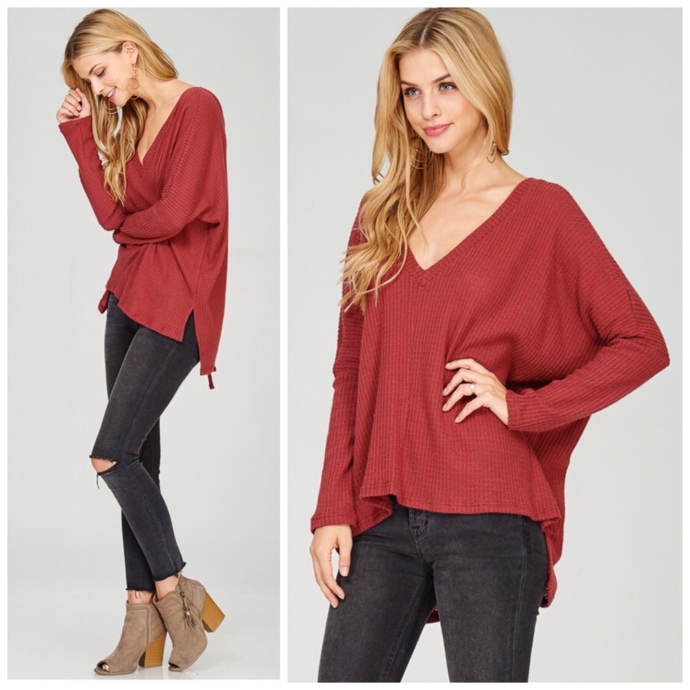 LAST 1! 😊Rust Waffle knit adjustable back tunic - Picture 2 of 3