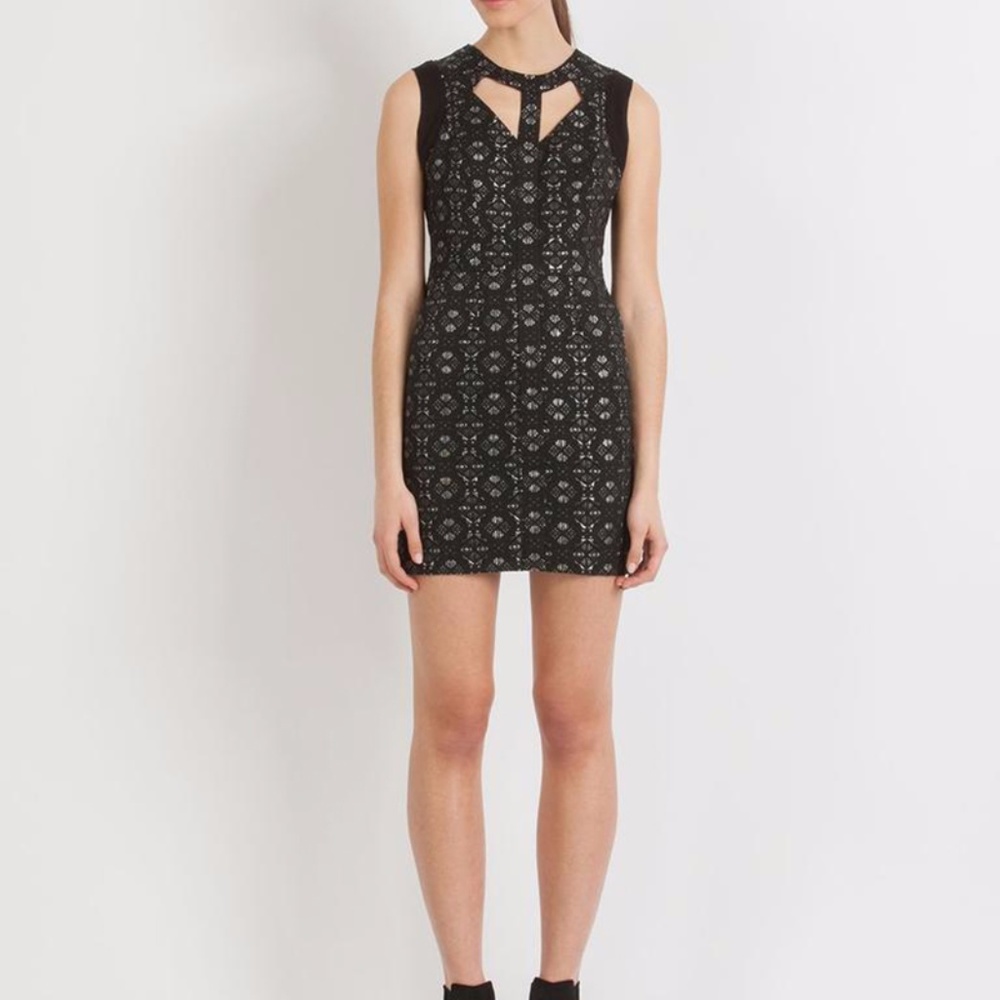 Maje Black Silver Eclaircie Leather Trim Jacquard