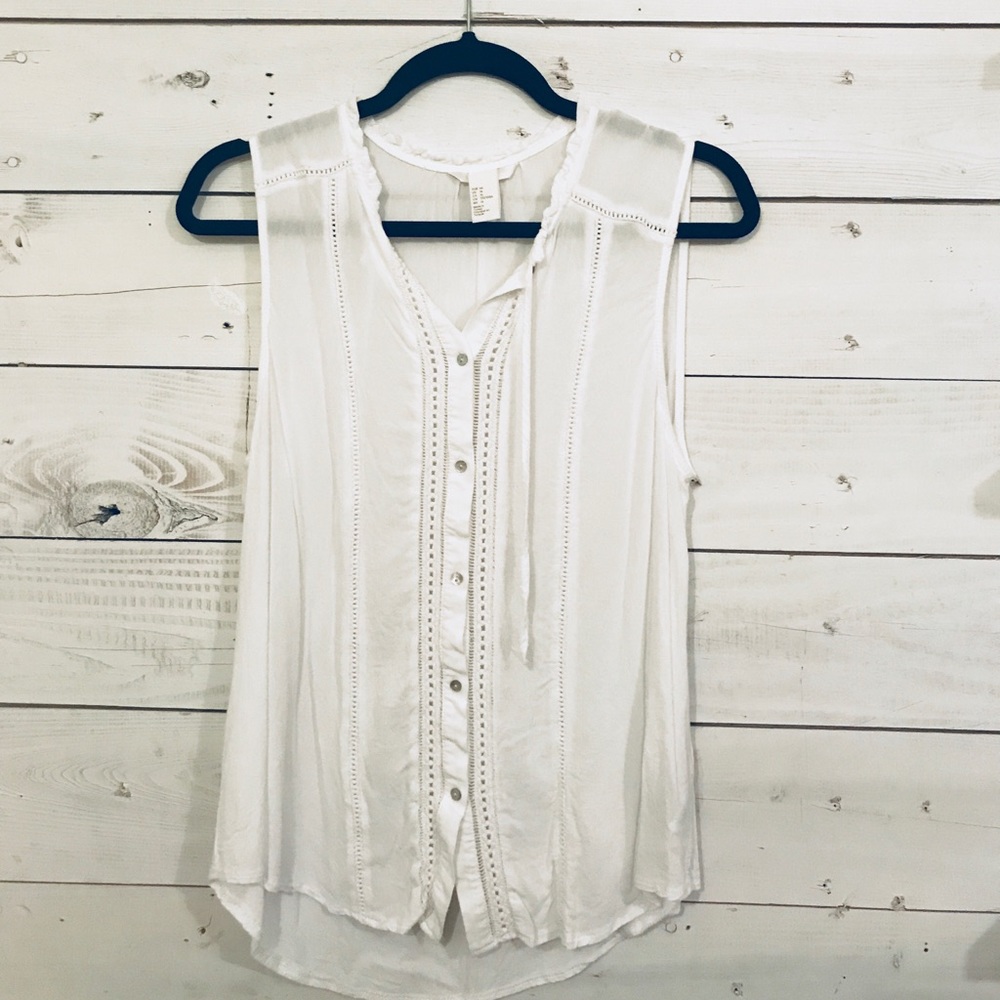 White button up tank blouse