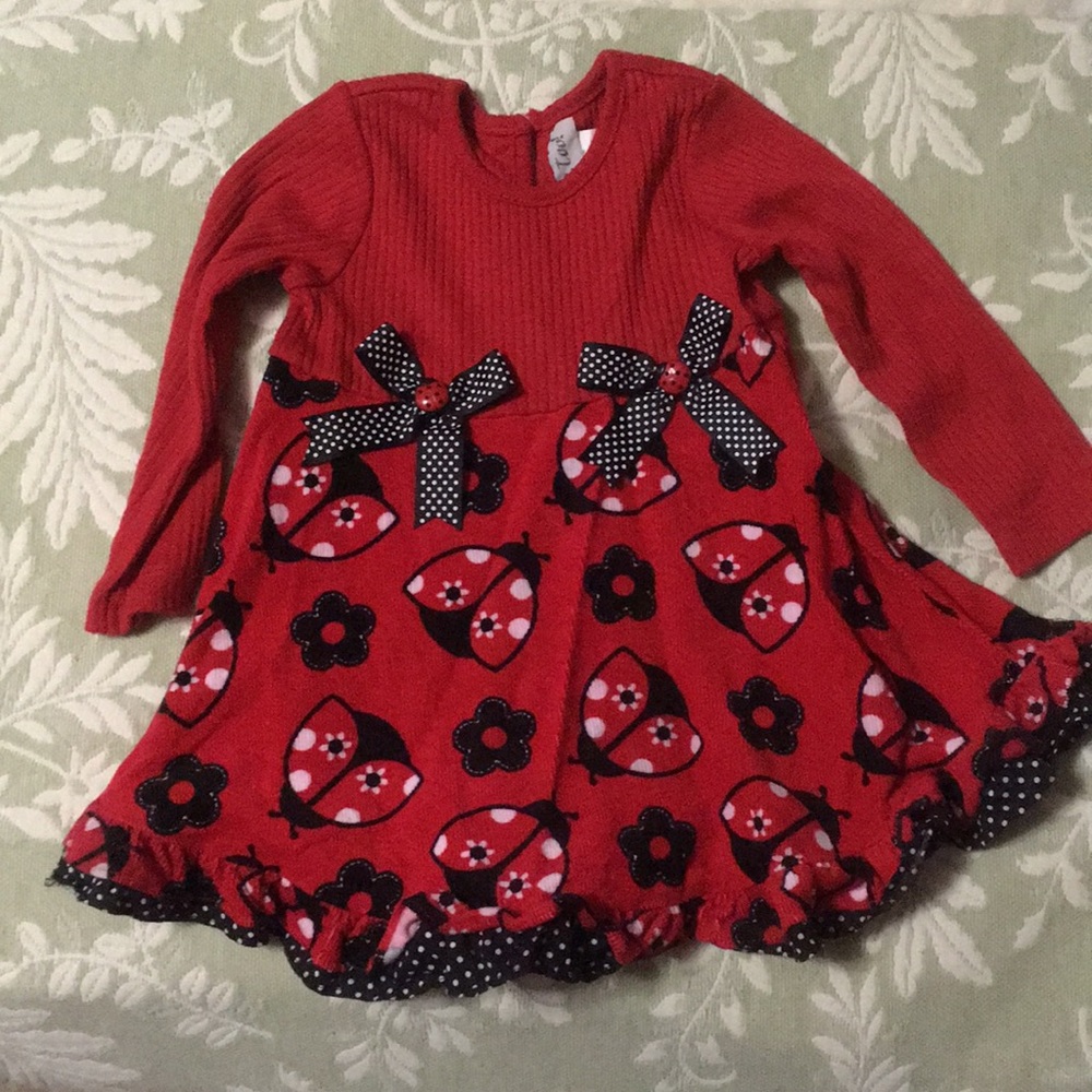 Red, long sleeve dress