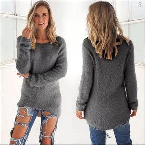 Super Soft Fuzzy Sweater. Gray