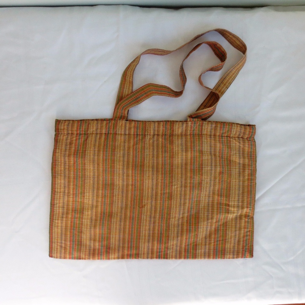 Martin & Barnett Silk Gold Striped Tote Bag