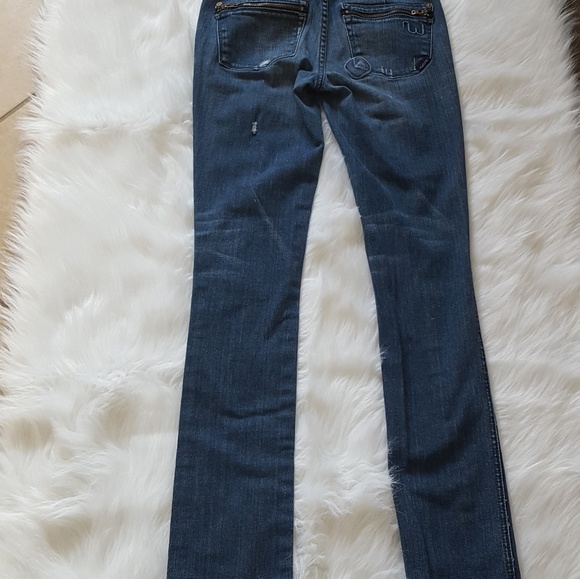 Work Custom Zip Drainpipe Patchwork Skinny Jeans - Picture 8 of 8