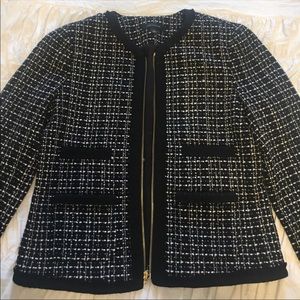 Ann Taylor Black & White Tweed Blazer