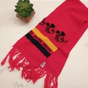 Vintage Disney Mickey Mouse Red Acrylic Scarf