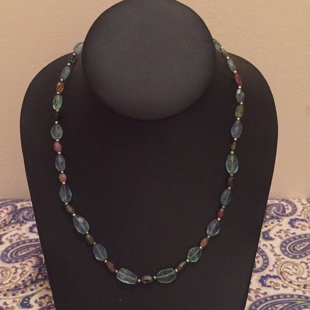 Semiprecious Stone, Apatite, Necklace 925