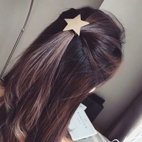 Accessories - Gold Solid Star Black Elastic Ponytail Holder