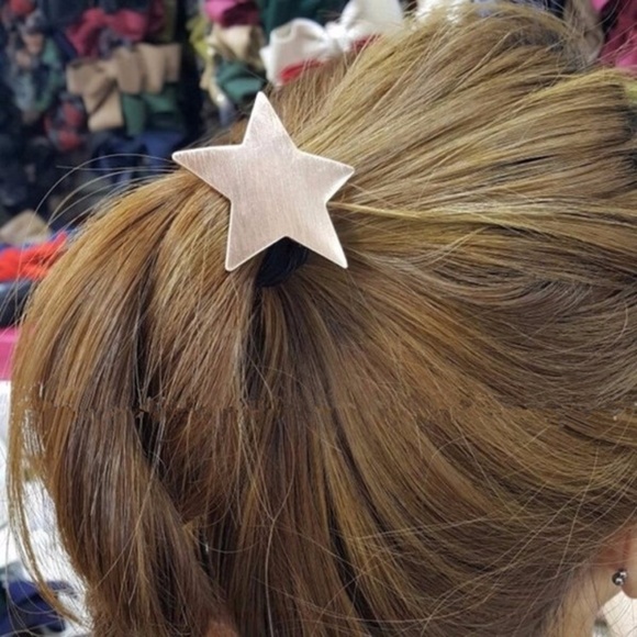 Gold Solid Star Black Elastic Ponytail Holder - Picture 2 of 3