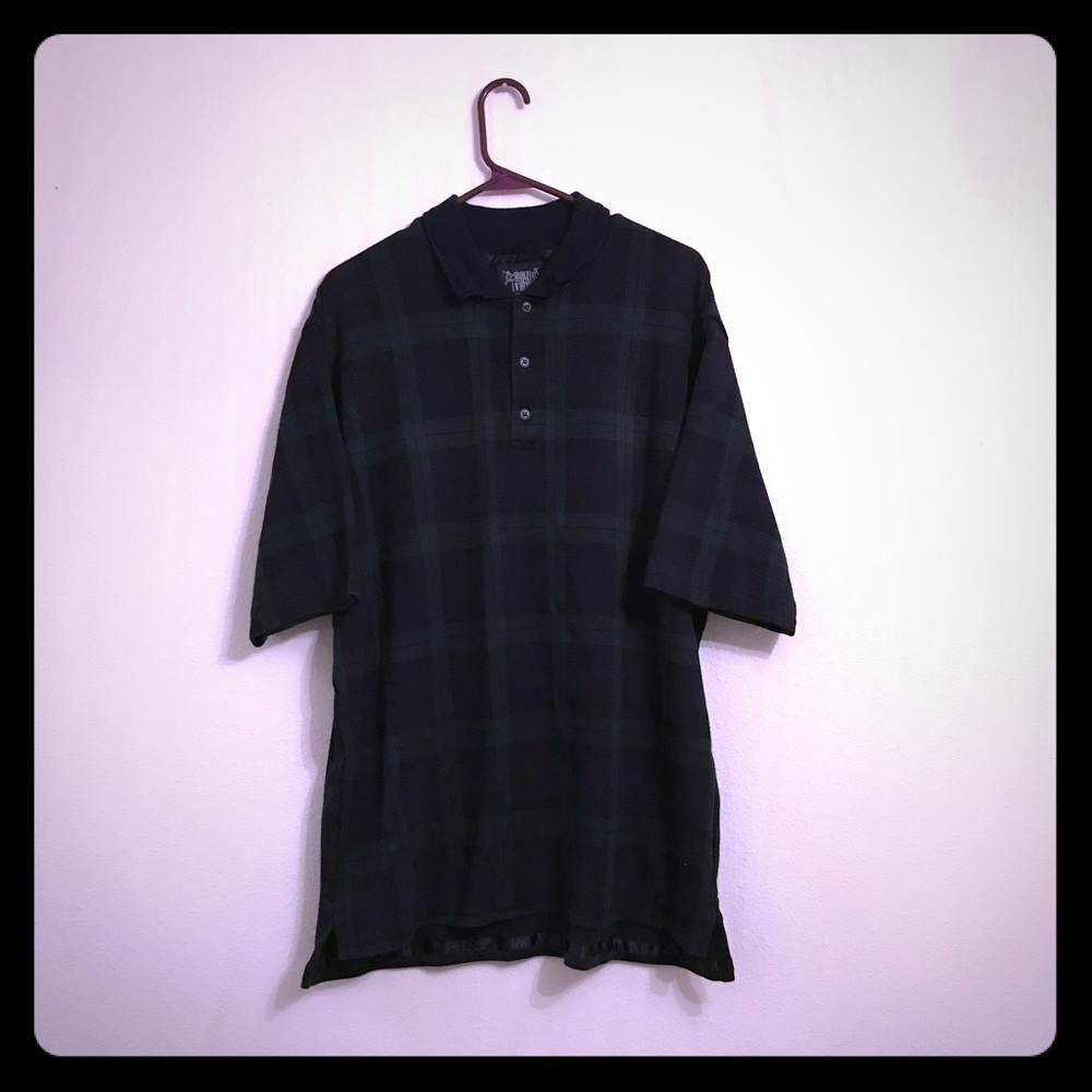 Sharkey & White Men’s Plaid Fine Polo Shirt Size L