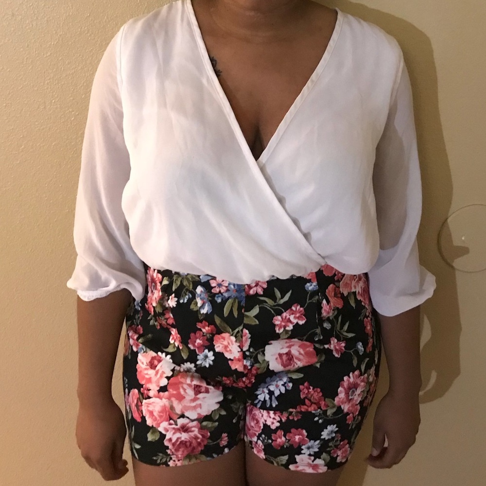 Floral Deep Cut Romper