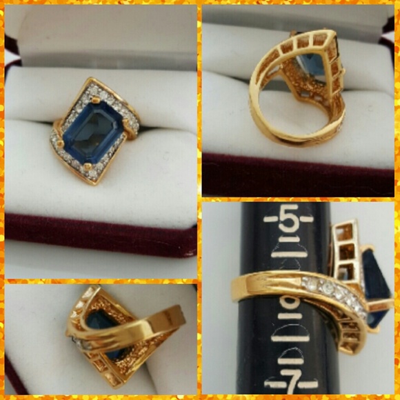 🔥1 HOUR ONLY FLASH SALE PRICE BLUE & WHITE SAPPHIRE RING - Picture 3 of 4