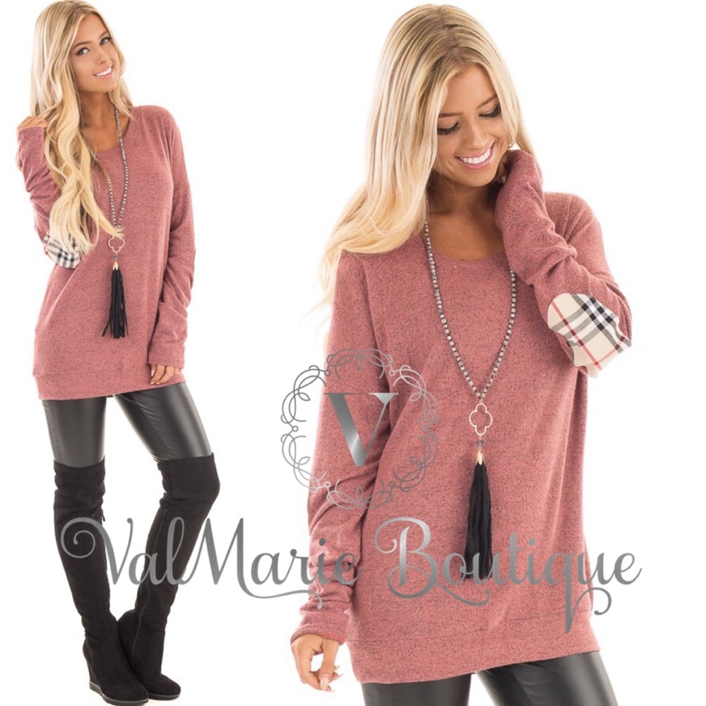 SOFTEST deep rose plaid elbow patch - Picture 3 of 3
