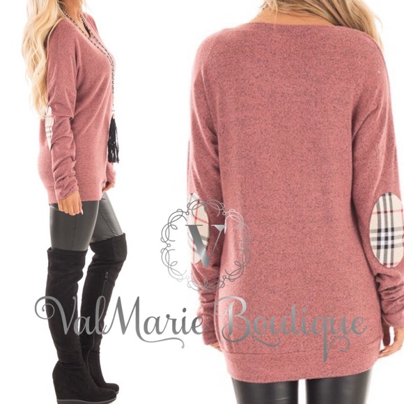 SOFTEST deep rose plaid elbow patch - Picture 2 of 3